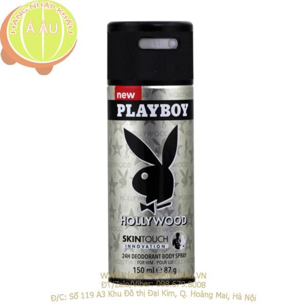 Xịt khử mùi toàn thân nam PLAYBOY Pháp 150ml Hollywood Body Spray