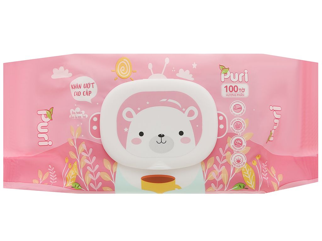 8936013332970 - Khăn ướt Puri cao cấp hương phấn 100 miếng