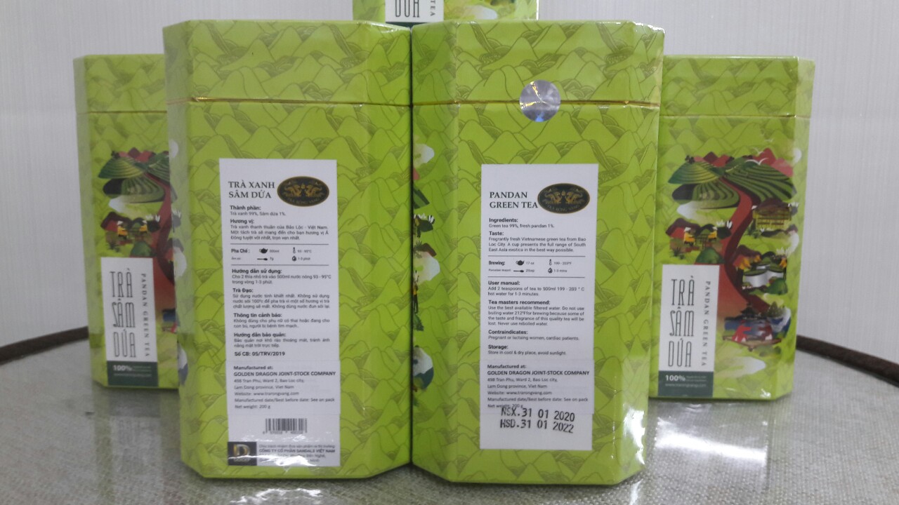Trà xanh sâm dứa Rồng Vàng hộp 200gr | iCheck.vn