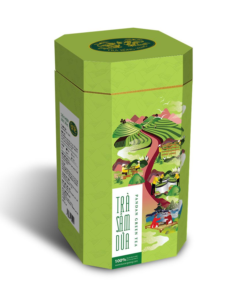 Trà xanh sâm dứa Rồng Vàng hộp 200gr | iCheck.vn