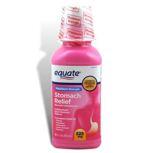 Equate Stomach Relief, Maximum Strength Pink Liquid 525 mg, 12 fl oz