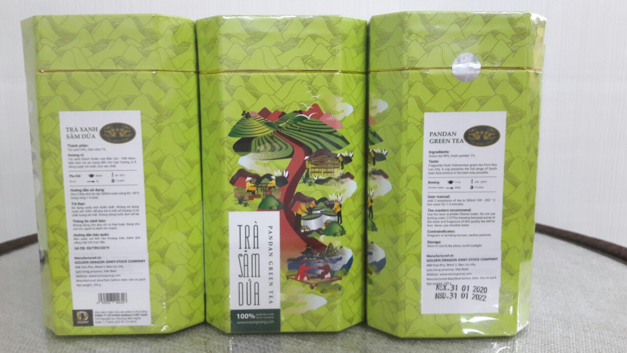 Trà xanh sâm dứa Rồng Vàng hộp 200gr | iCheck.vn
