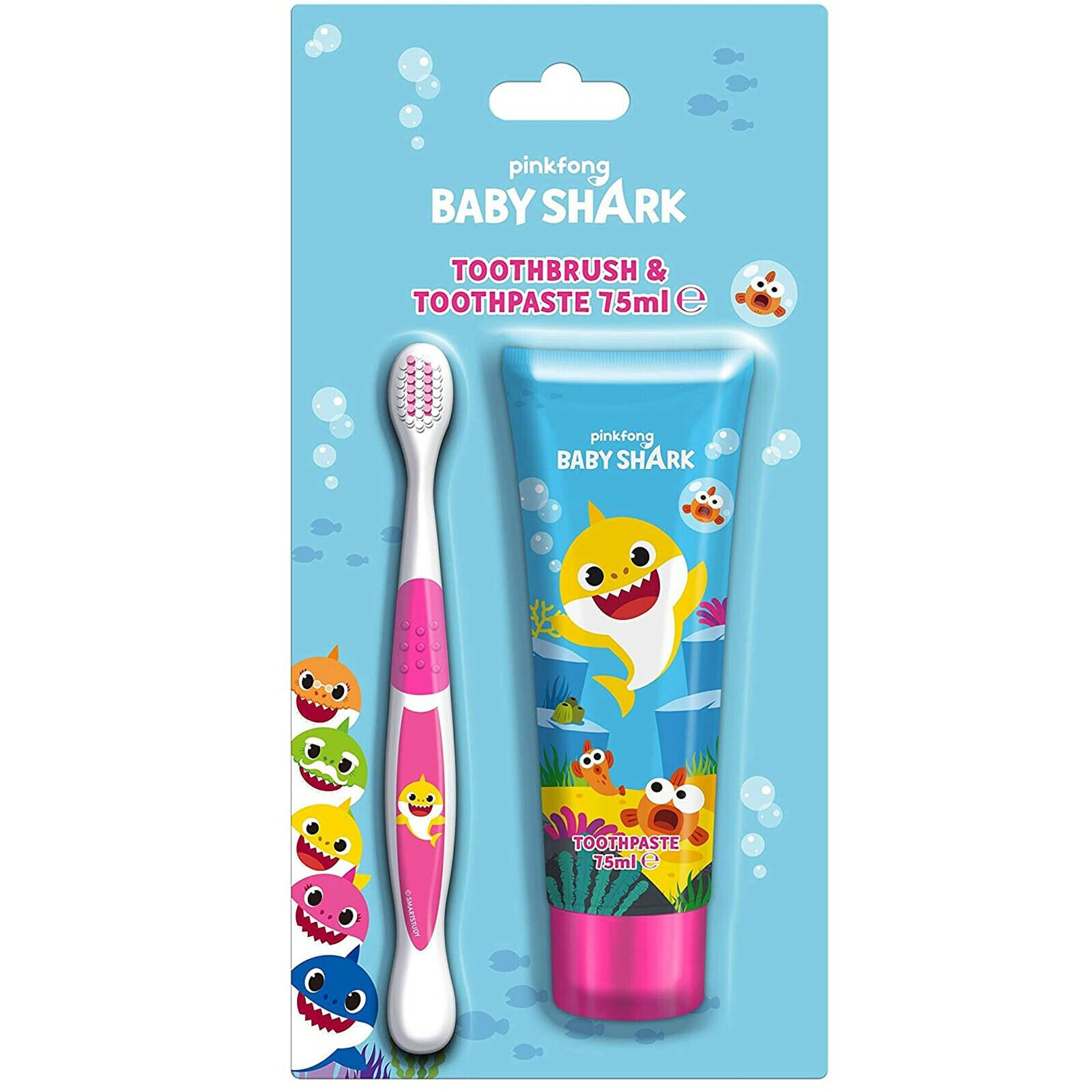 Childrens Pinkfong Baby Shark Toothbrush and Toothpaste Set